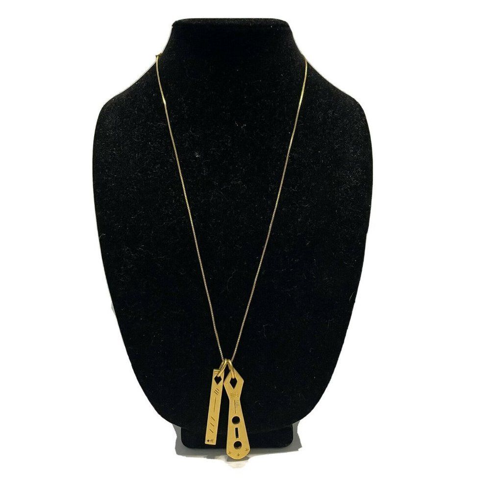 madewell gold tone adjustable slider necklace vertical bars Key READ